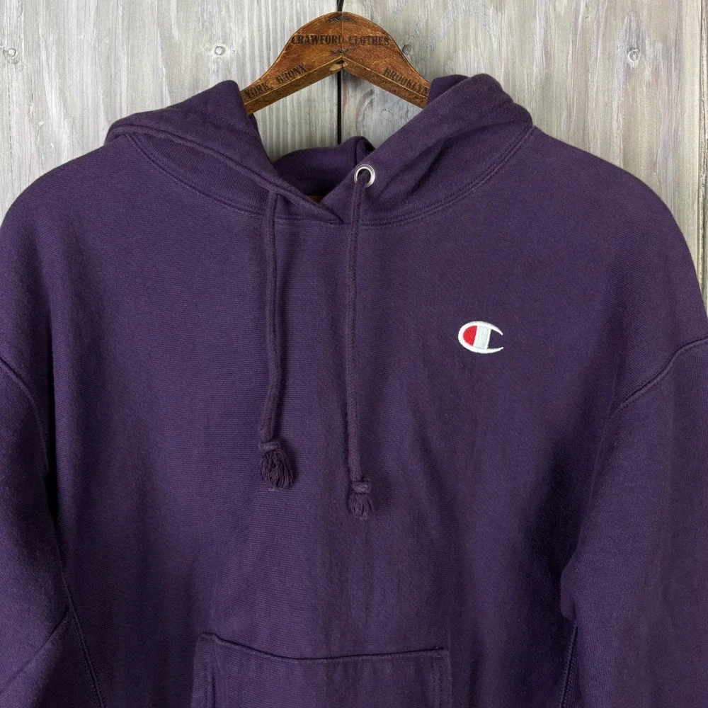 CHAMPION Reverse Weave Hoodie Sweatshirt Size L Plum Purple Pullover Grunge‎ VTG